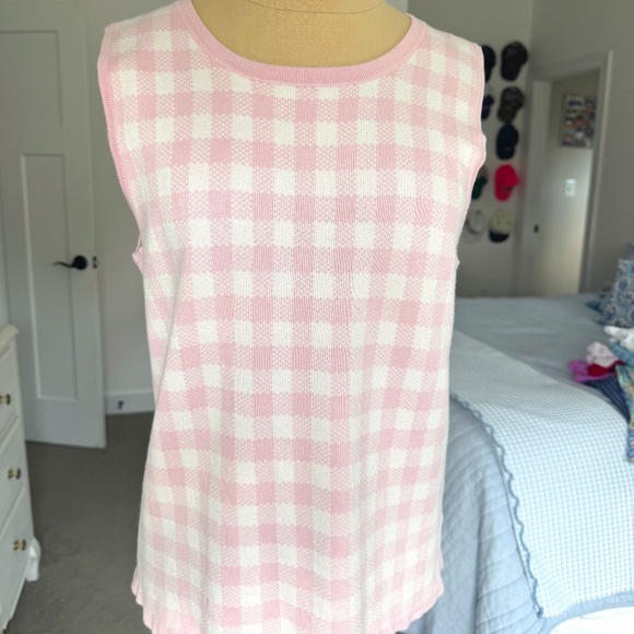 Pink Gingham Draper James RSVP sleeveless knit top S - Picture 1 of 1